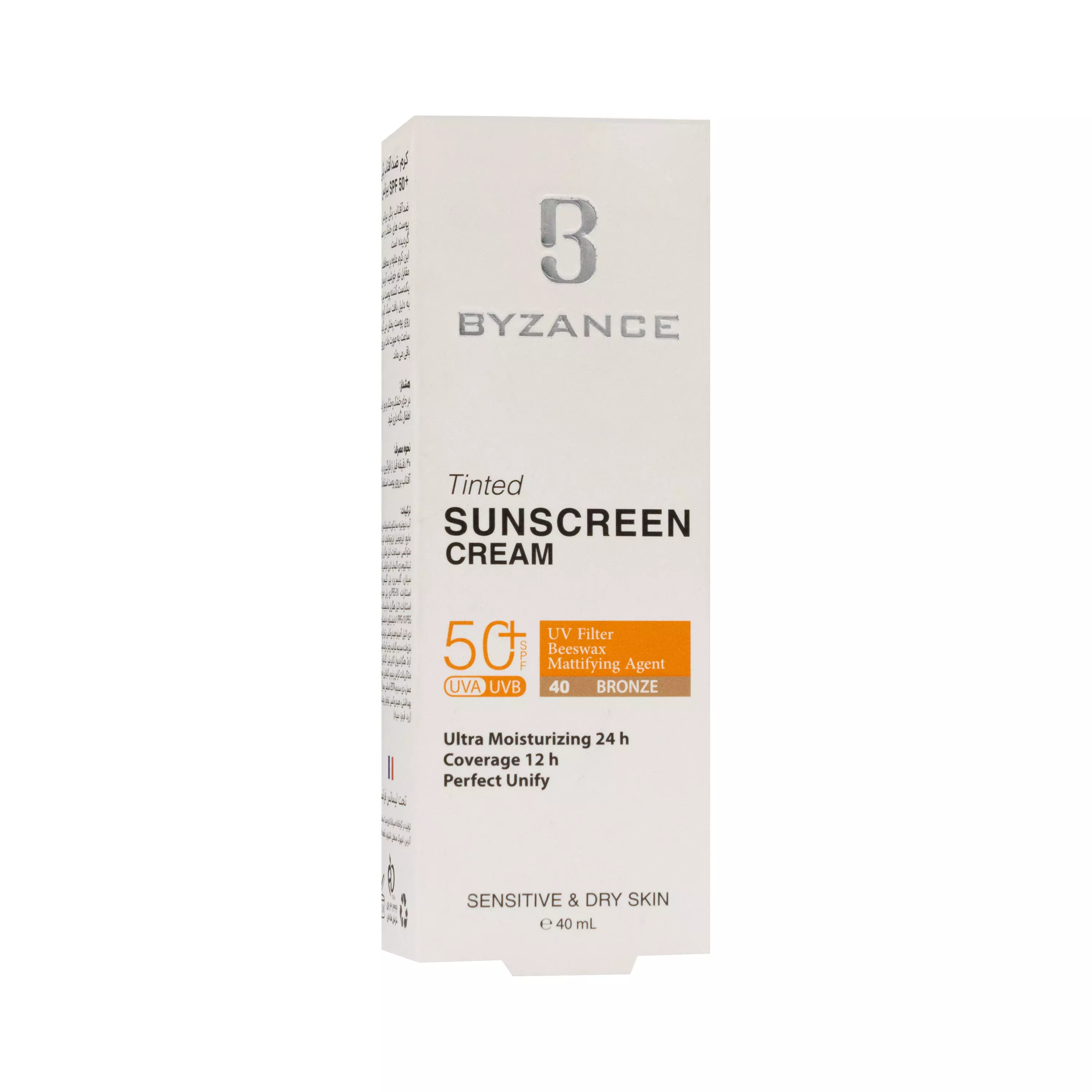 کرم ضدآفتاب رنگی برنز spf50 پوست خشک و حساس بیزانس